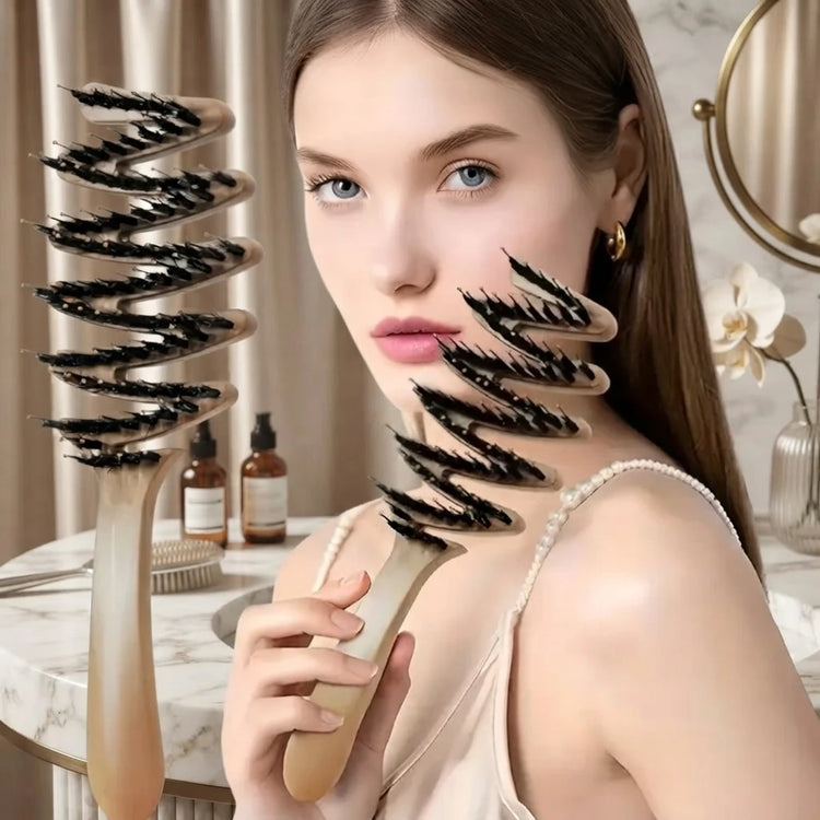 High-Quality Long-Handle Bristle Comb – Anti-Static Volumizing Hair Brush for All Hair Types, Smooth Full Hair