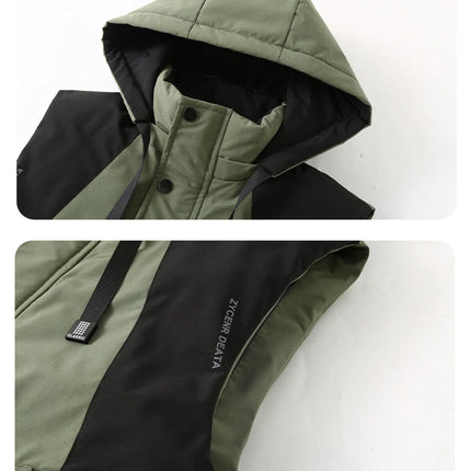 Autumn Winter Thick Vest Men Plus Size 8XL Cargo Vests Patchwork Sleeveless Jacket Fashion Casual Hooded Vest Male