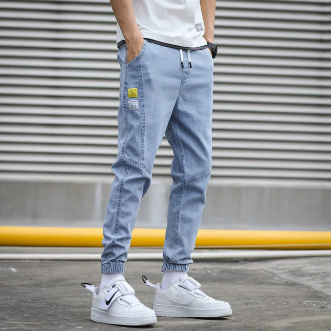 HIQOR Brand Men's Jeans Harem Denim Cargo Pants 2026 New Streetwear Jogger Hip Hop Cotton Trousers Male Blue Oversized 5XL 4XL PlatiNum