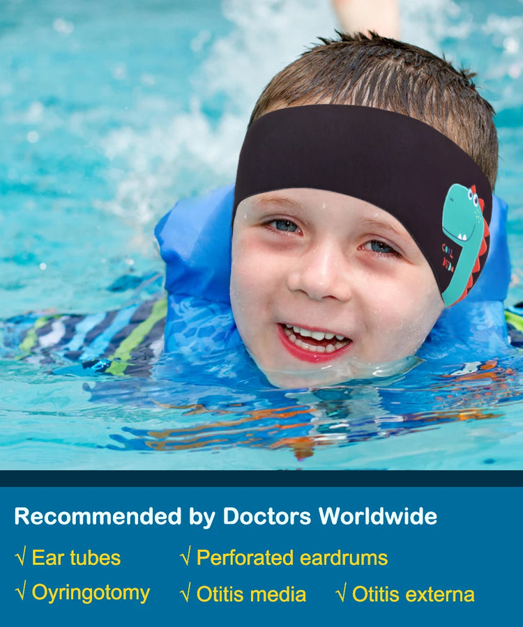 MoKo Fascia per nuoto per bambini Adulti Bambini Neoprene Simpatici nuotatori Fascia per capelli impermeabile per orecchie per uomini e donne