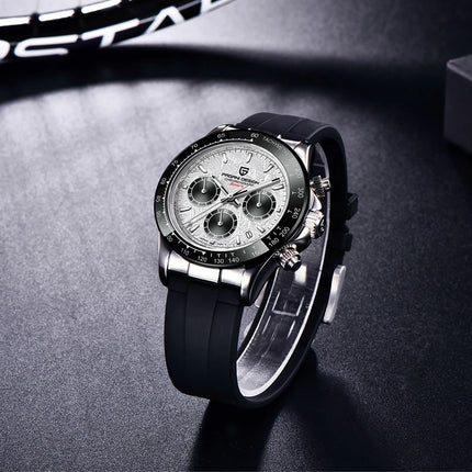 PAGANI DESIGN Nuovo Orologio da Polso al Quarzo da Uomo con Quadrante in Meteorite, Vetro Zaffiro, Cronografo, Impermeabile 100m, in Acciaio Inossidabile