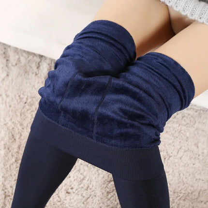 Winter Leggings Knitting Velvet Casual Legging High Elastic Lady's Warm Pants Skinny Pants for Women Polar Pantyhose PlatiNum