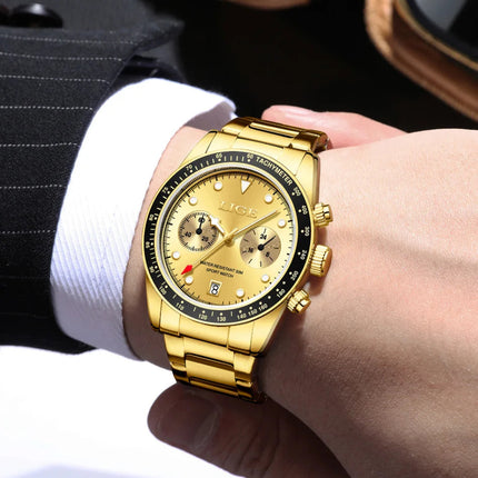 LIGE Nuovi orologi da uomo Orologi da polso al quarzo da uomo di lusso delle migliori marche Cronografo sportivo impermeabile e luminoso Relogio Masculino+BOX platinumshop
