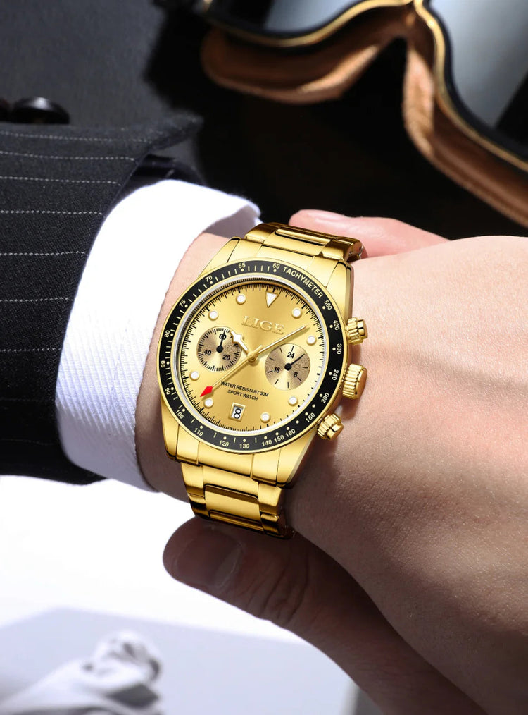 LIGE Nuovi orologi da uomo Orologi da polso al quarzo da uomo di lusso delle migliori marche Cronografo sportivo impermeabile e luminoso Relogio Masculino+BOX platinumshop
