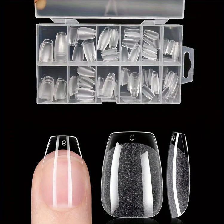120Pcs Full Cover Press On Nail Tips Stiletto Almond Square Coffin French False Fake Soak Off Gel Nail Extension Tips Capsule Nail Tips