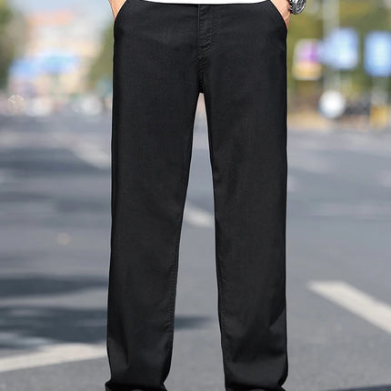 Jeans Larghi da Uomo in Lyocell Sottile, Morbidi e Comodi, Pantaloni alla Moda Primaverili ed Estivi, Denim Lavato di Marca
