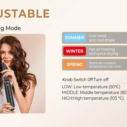 1000W Hair Dryer 5 in 1 Electric Comb Negative Ion Straightener Comb Curling Iron Detachable Multifunctional Heating Brush Hair Dryer