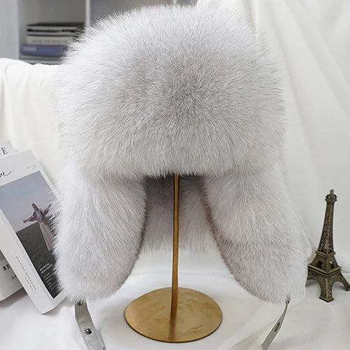 2026 Cap 100% Raccoon Dog Full Fur Fox Fur Hat Men's Fur Ear Protection Winter Thickened and Warm Russian Hat Men's Trend