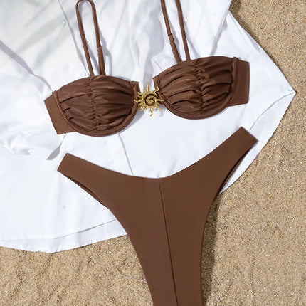 Micro Bikini 2026 Push Up Costumi da Bagno Donna Sexy Mini Bikini Brasiliano Set Halter Biquini Blu Costume da Bagno Estivo da Spiaggia
