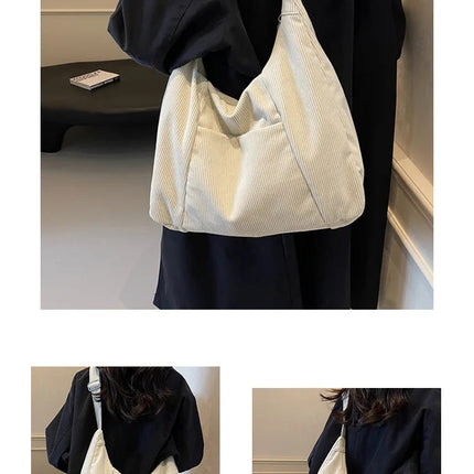 New Large Capacity Casual Crossbody Bag Simple Artistic Commuter Student Single Shoulder Bag Outdoor Leisure Women's Tote Bag PlatiNum