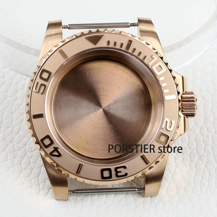 Rose Gold Men Watch Cases Rubber Strap 100 waterproof For NH34 NH35 NH36 movement 28.5mm Dial GMT YACHT-MASTER Case High quality