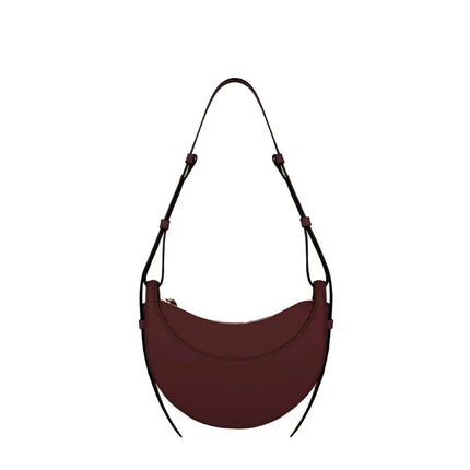 Borsa a tracolla a mezzaluna in pelle liscia, con tracolla regolabile, borsa a tracolla minimalista per l'uso quotidiano