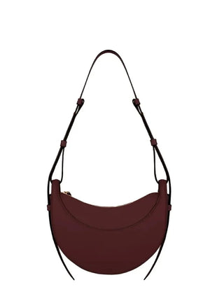 Borsa a tracolla a mezzaluna in pelle liscia, con tracolla regolabile, borsa a tracolla minimalista per l'uso quotidiano