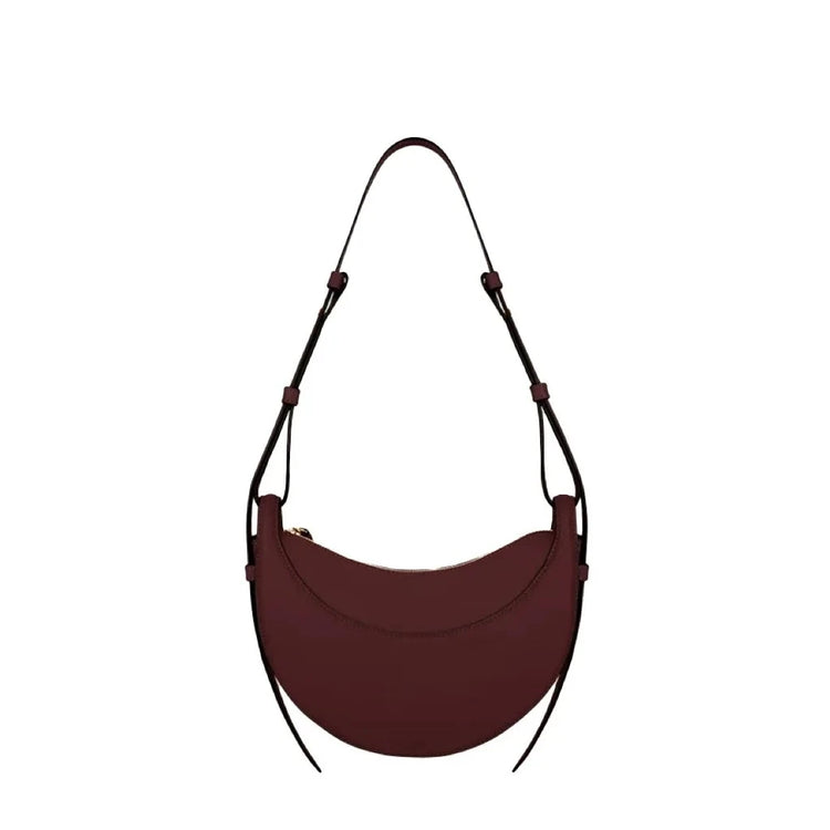 Borsa a tracolla a mezzaluna in pelle liscia, con tracolla regolabile, borsa a tracolla minimalista per l'uso quotidiano