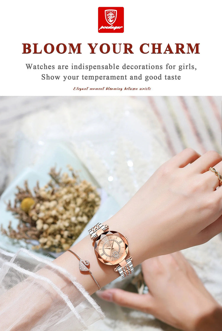 POEDAGAR Orologio da polso originale alla moda per donna Orologio da donna al quarzo con data in acciaio inossidabile impermeabile Orologi da donna casual di lusso platinumshop