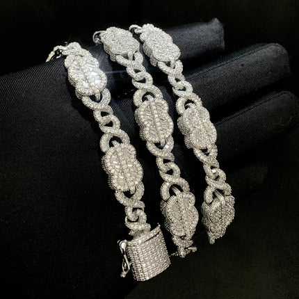 Set Gioielli Hip Hop da Uomo/Ragazzo Iced Out Bling 2026 Nuovo Design: Collana e Bracciale con Catena Cuban Link a Moneta Infinita/Dollaro platinumshop