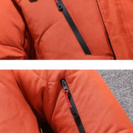 Winter White Duck Down Jacket Men Travel Hiking Thicken Warm Hooded Puffer Jackets Windproof Overcoat Down Coat Male Clothing