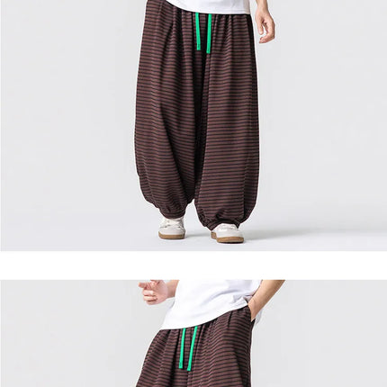 Pantaloni con elastico in vita da uomo Pantaloni a gamba larga con strisce marroni da uomo Pantaloni jogger oversize comodi e traspiranti Streetwear Plus Size5XL