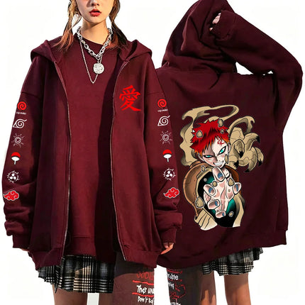 Gaara Naruto anime 2026 new spring and autumn fashion Harajuku men's trend Y2K casual sportswear women's couple style Coat