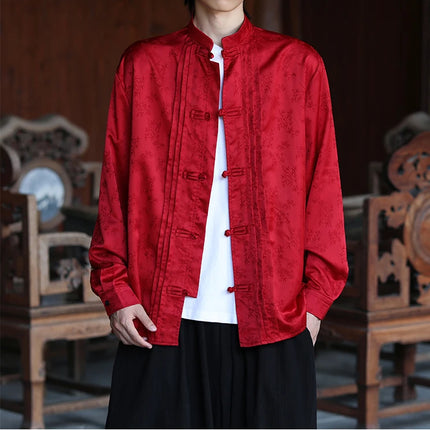 Camicie con stampa Abito tradizionale cinese Tang Camicie comode e traspiranti retrò Kung Fu Tai Chi Camicette casual Abbigliamento da uomo