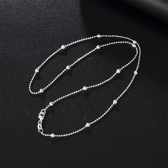 Charm 925 Sterling Silver 16-24 Inches Fine Sweater Bead Chain Women Necklace For Fashion Temperament Jewelry Party Wedding PlatiNum