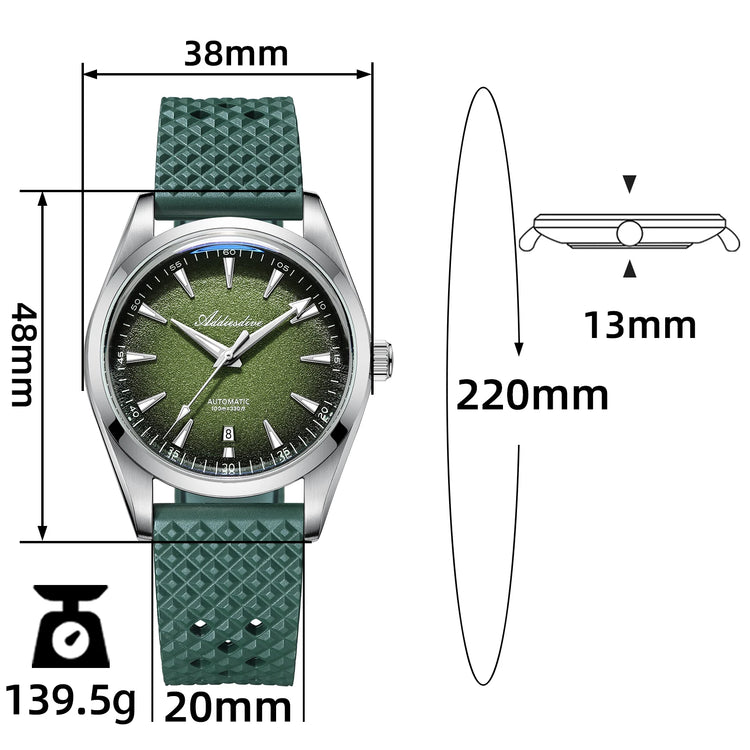 ADDIESDIVE Mechanical Men's Watch Classic Luxury Watch Super Bright Bubble Glass 100M Waterproof Men's Watch Gift