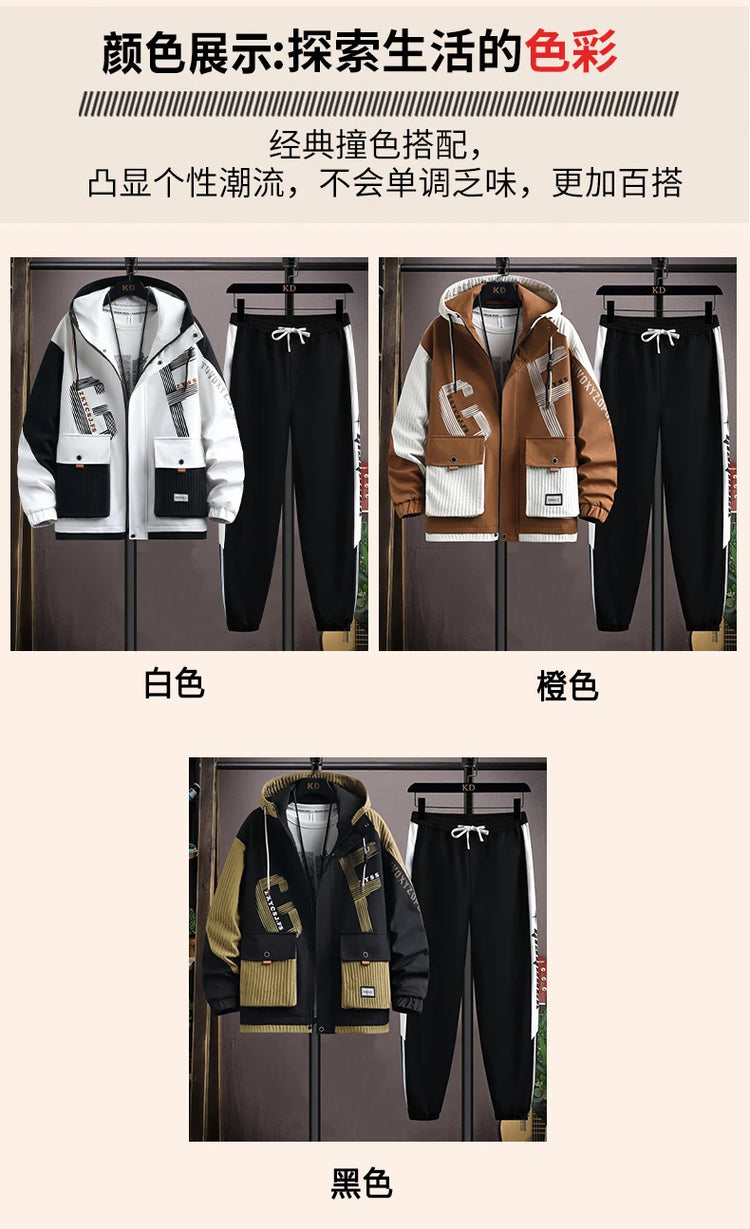 2025 Spring Casual Jackets Sportswear+Pants Men's Sets Korean Style 2 Piece Sets Men Streetwear Fitness Male Tracksuit