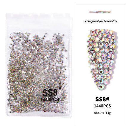 AB/Clear 1 Bag Nail Rhinestones Sizes SS3-SS12 1440 pcs Nail Art Decoration Flatback Glass Stones Shiny Gems DIY Gems nail accessories