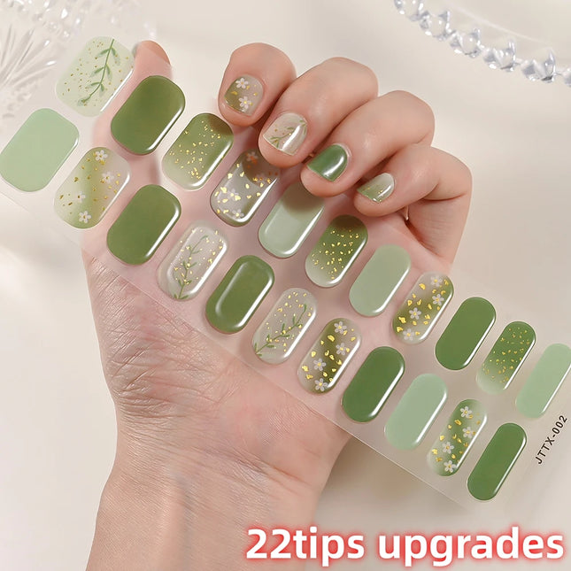UV Semi-Cured Gel Nail Wraps Stickers Strips French Long Lasting Full Cover LED Gel Semi Cured Nail Sliders For Nail Extension &