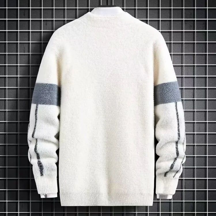 Men Winter Warm Black Sweater Pullovers Autumn High Quality Men's Rock Hip Hop Plush O Neck Top Men's Cloting New 2024