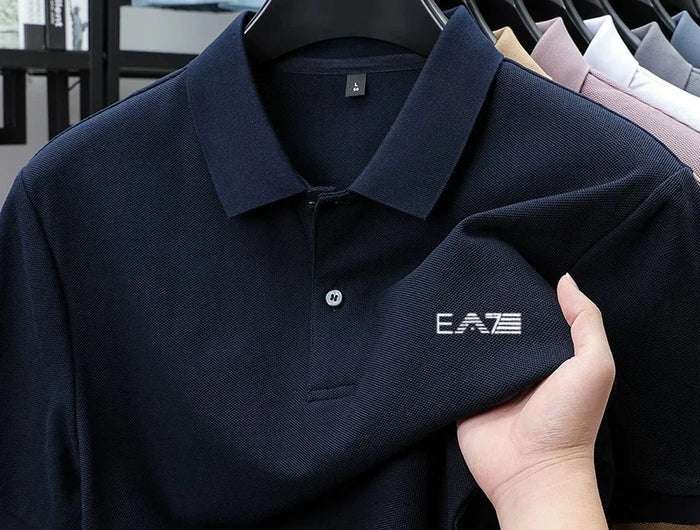 Men's Luxury Brand Short Sleeve Polo Shirt with Letter Print, 100% Cotton Summer T-shirt, Comfortable, Breathable, Casual, Lapel Collar.
