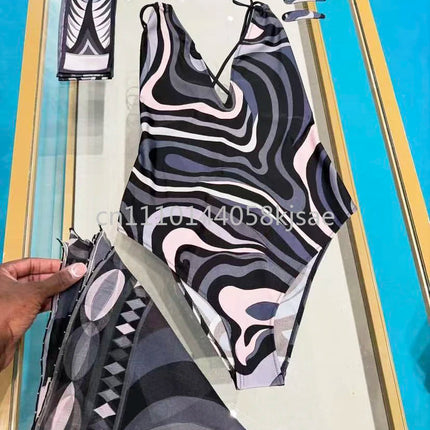 Costumi da bagno di lusso da donna con sciarpa nera e logo firmato, set bikini con fascia per capelli firmata da designer, abbigliamento da spiaggia platinumshop