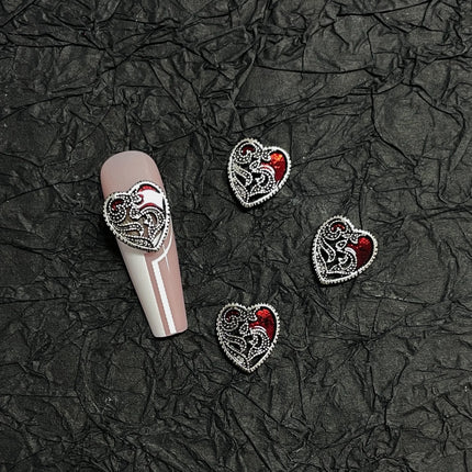 20PCS Alloy Dark Gothic Style Cross Skull Nail Art Decoration Punk Spider Web Coffin Nail Charm Accessories for DIY Crafts