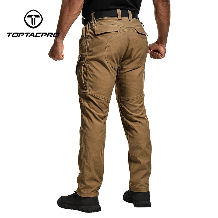 TOPTACPRO Men's Flex Ripstop Water-Resistant Lightweight Stretch Cargo Trousers for EDC Outdoor Work Hiking 8201