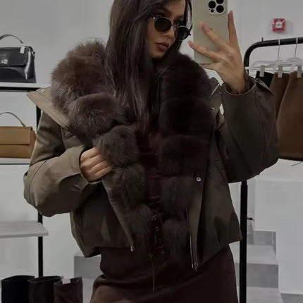 ZADORIN 2026 Detachable Faux Fur Collar Short Parka Winter Jackets Women Elegant Loose Cotton Padded Outerwear Warm Women Coats