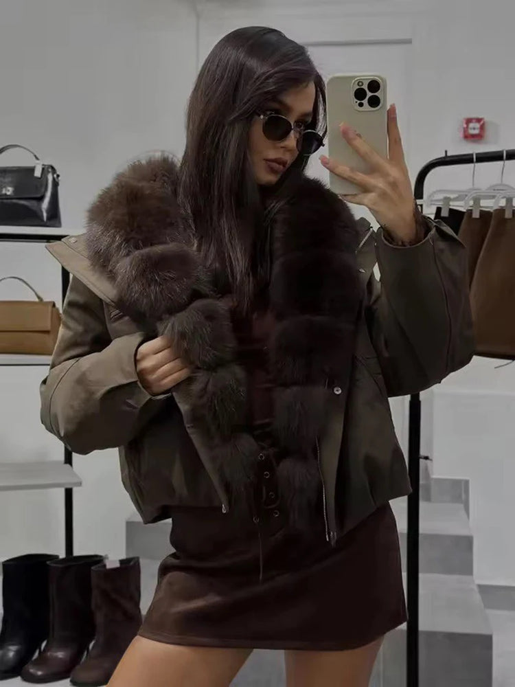 ZADORIN 2026 Detachable Faux Fur Collar Short Parka Winter Jackets Women Elegant Loose Cotton Padded Outerwear Warm Women Coats