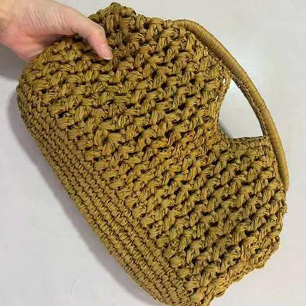 Fashion Straw Clip Shell Clutch Bag for Women Designer Paper Woven Handbags Casual vintage Handmade Summer Beach Bag 2025 PlatiNum