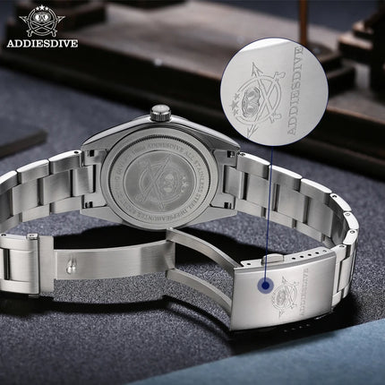 ADDIESDIVE 2030 36mm Men's Fashion Watch 10Bar Diver Bubble Mirror Glass 316L Stainless Steel Quartz Watches Relogio Masculino