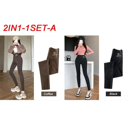 M-XL Shark pants women wear spring  autumn winter thin high-waisted belly lift hip yoga tights small feet black leggings PlatiNum
