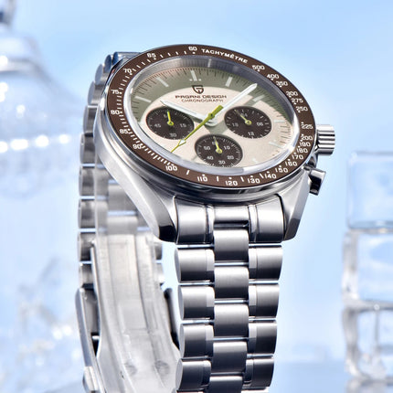 PAGANI DESIGN 2026 Nuovo Orologio al Quarzo Retrò Color Cuoio Chiaro per Uomo, Cronografo Sportivo con Vetro Zaffiro AR, Orologio da Polso Luminoso per Uomo VK63