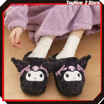 Hot Kuromi Peripheral Products Cotton Slippers For Women'S Autumn And Winter Home Anti Slip Cute Cartoon Cotton Shoes Thickened