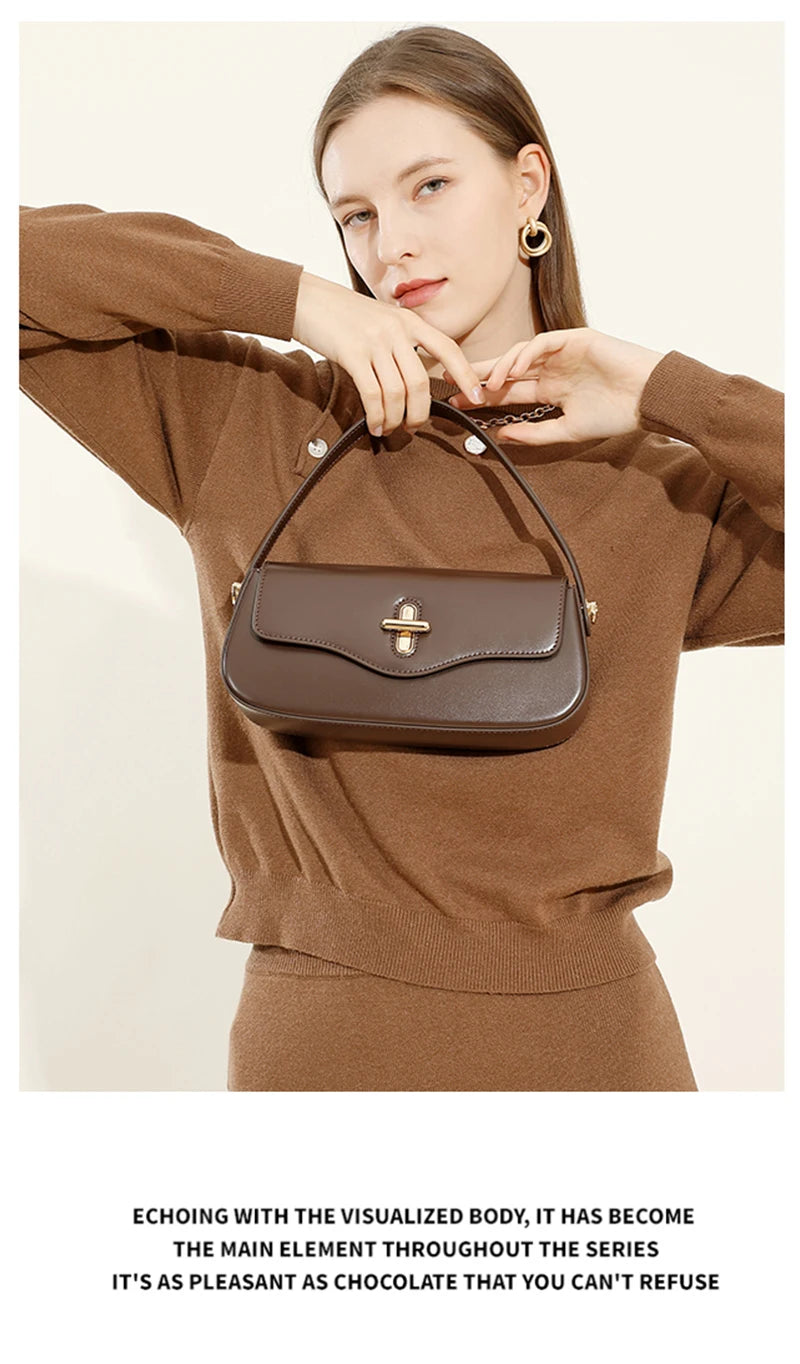 2025 New Genuine Leather Women's Bag Luxury Stick Bag Senior Designer Shoulder Bag Fashion Handbag Commuter