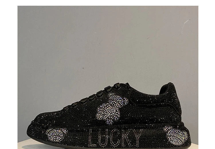 Luxury Fashion New Designer Men's Charm Rhinestone All Match Platform Causal Shoes Male Flats Moccasins Walking Sneakers Zapatos