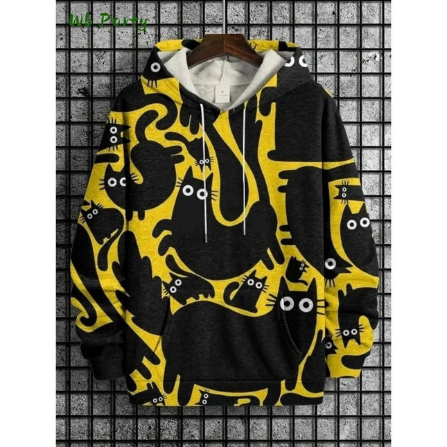 Cartoon Cat Dinosaur 3D Print Hoodies Men Women Fashion Oversized Vintage Hoodie Sweatshirt Coat Mens Clothing Unisex Sweatshirt