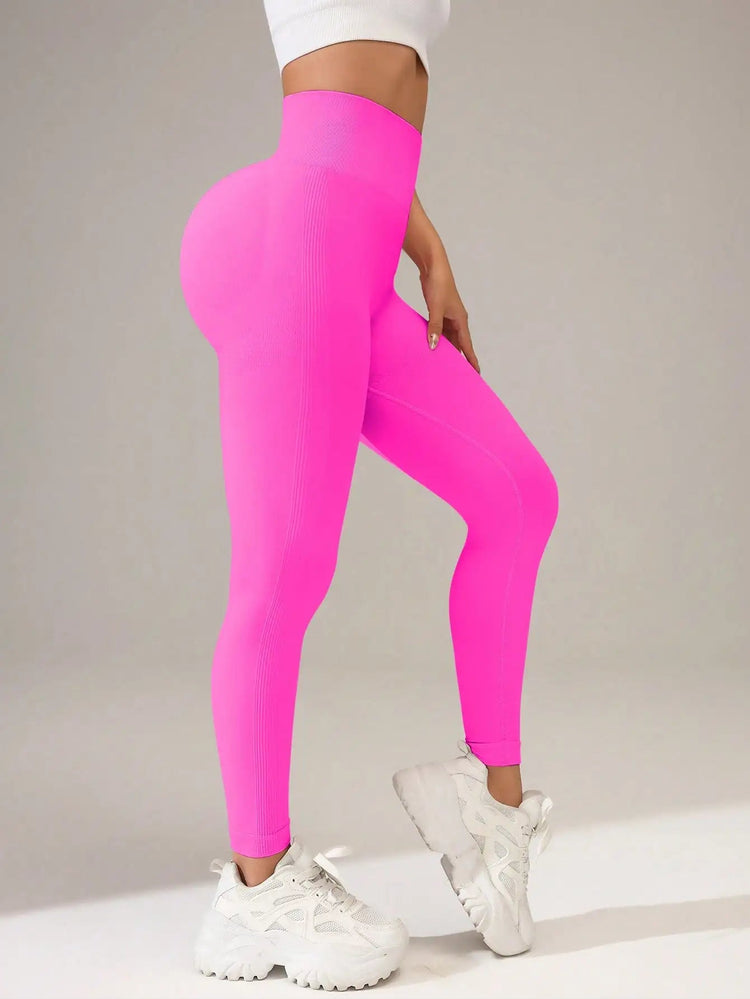 European and American Seamless Yoga Leggings with Waistband Lettering, Butt-Lifting, Quick-Dry Women's Breathable Tights for Pea PlatiNum