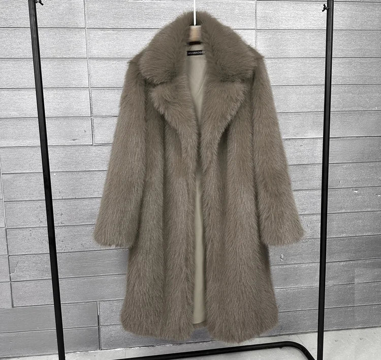 ZADORIN 100cm Long Fluffy White Black Faux Fur Coat Woman Clothing Winter Lapel Faux Fur Top Jackets for Women Jacket Outerwears