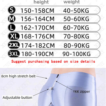 Sexy Oily gloss High elasticity zipper Leggings sport women fitness push up yoga Show buttocks Tight pants PlatiNum