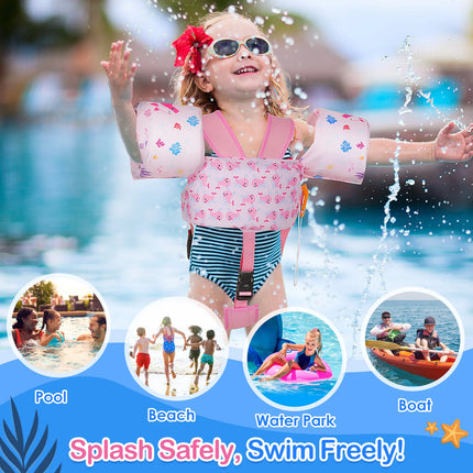 Kids Swim Vest Floaties for Children Arm Band Floaties with Adjustable Strap Swim Jacket Water Wing Pool Floating Learning Swimming