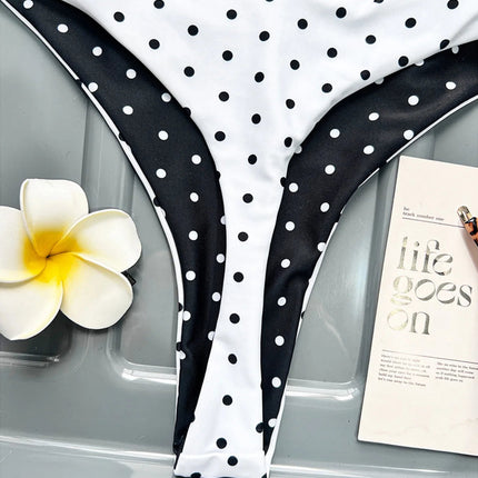 Nuovo Costume da Bagno Bikini a Pois Mini Micro Thong da Donna, Set Due Pezzi K7854 (XS-L) PlatiNum