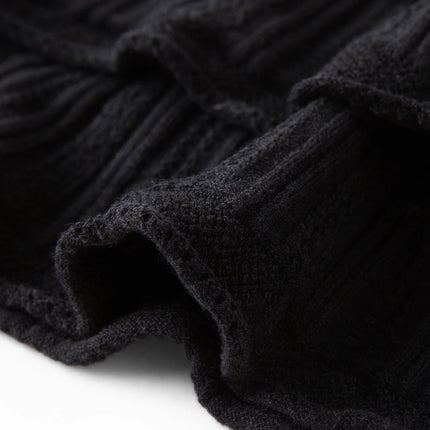 DUSHU Ruffled Knitted Skirt Spring Black Elastic Waist Cake Mini Skirt Ruched Ruffles Sweet Straight Leisure Korean Style PlatiNum